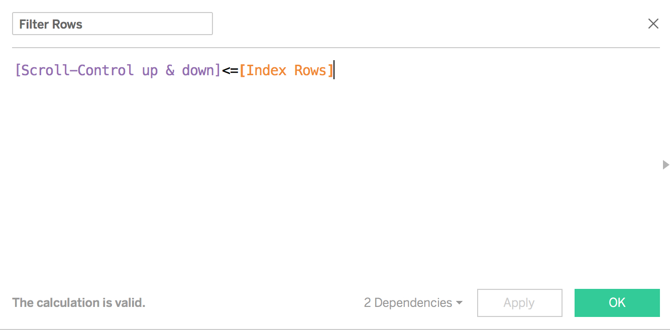 Filter on rows