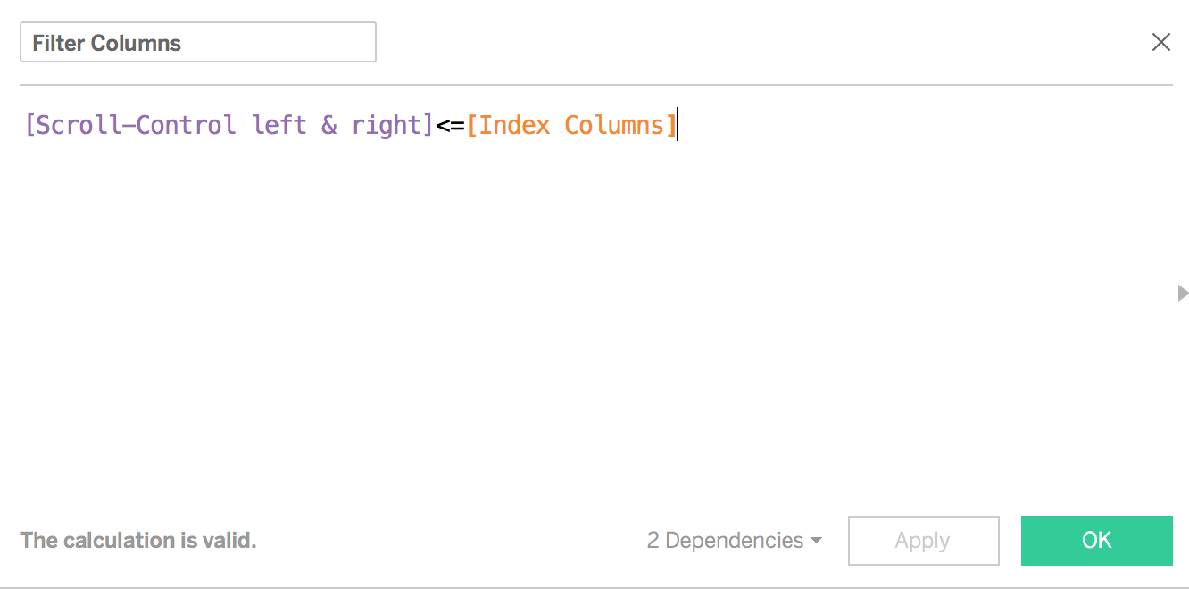 Filter on Columns