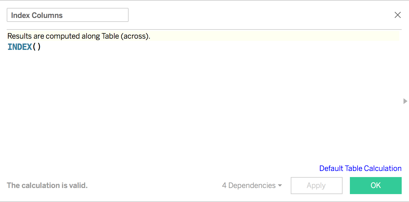 index columns