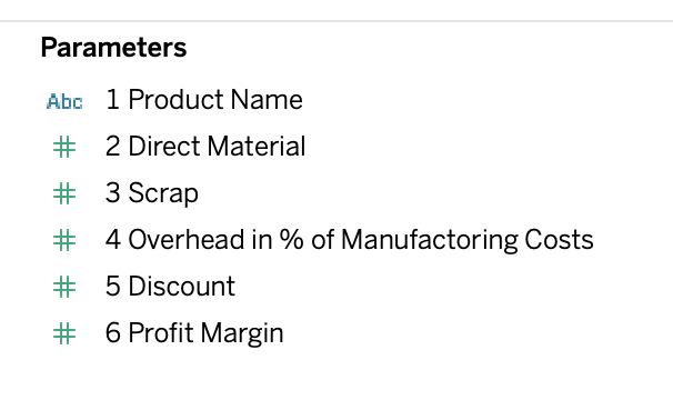Input parameters in Tableau Desktop