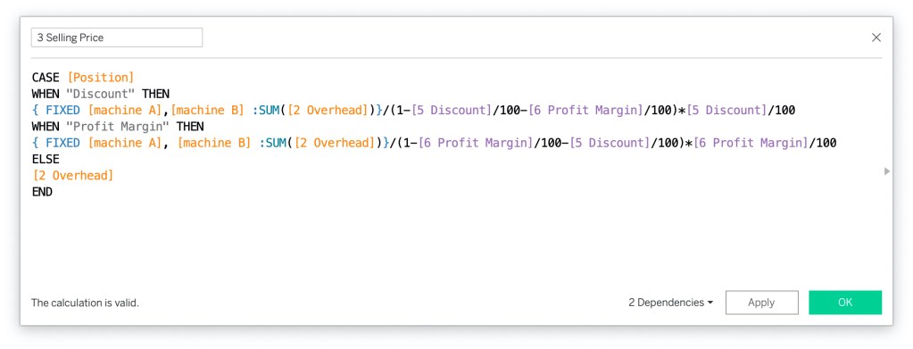 Calculated field for selling price