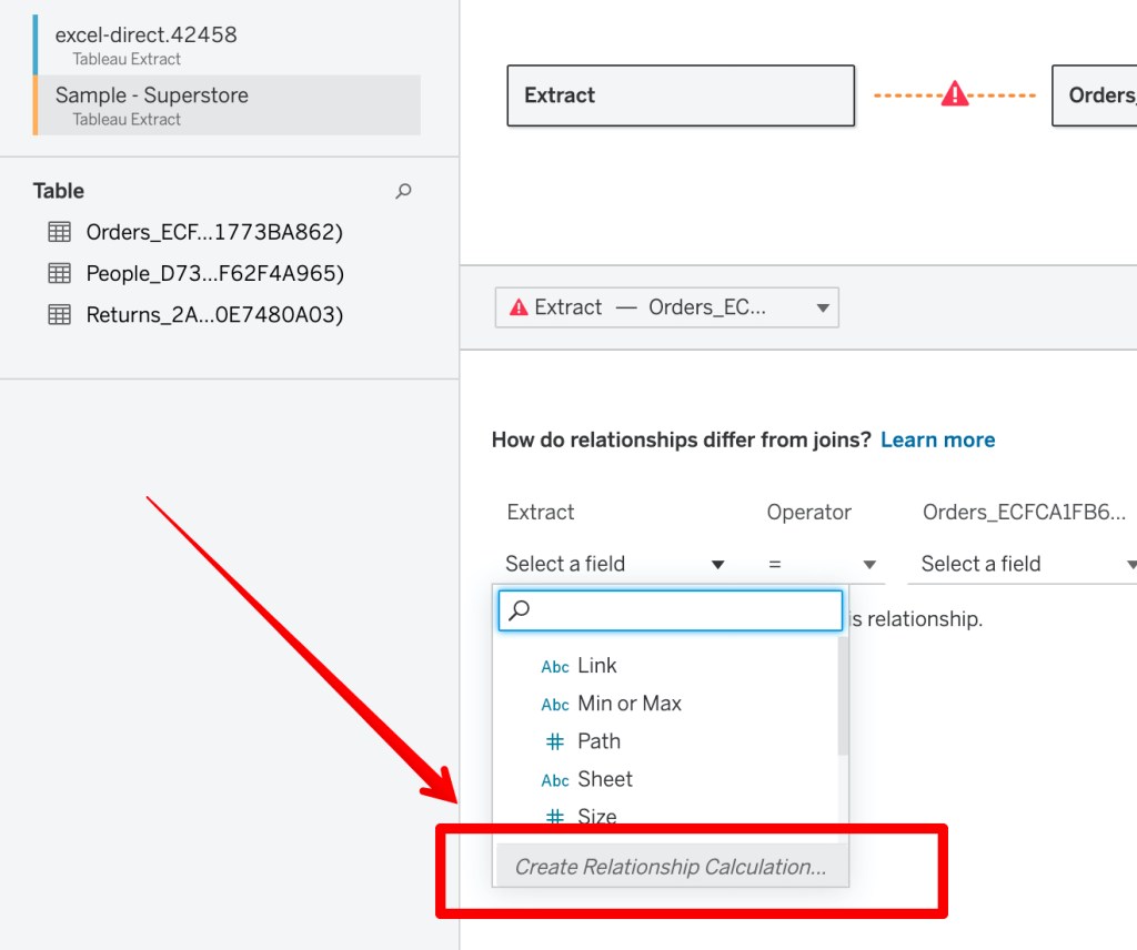Click "Create Relationship Calculation" in the Relationship Set Up menu